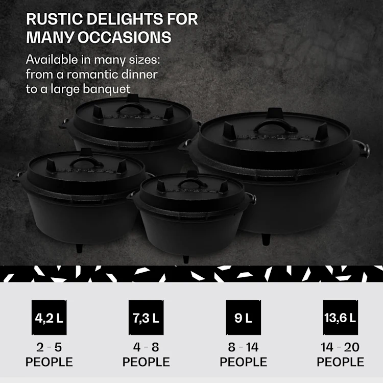 Guernsey Premium Dutch Oven 12.0 BBQ Pot Cast Iron Feet Size XL / 12 qt ca. 11,3 Ltr / 12 qt | feet