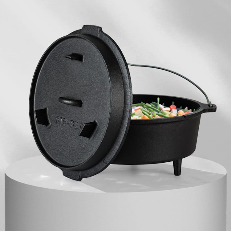 Guernsey Premium Dutch Oven 12.0 Panela de Churrasco Ferro Fundido Pés de suporte Tamanho XL / 12 qt ca. 13,5 Ltr / 12 qt | pés