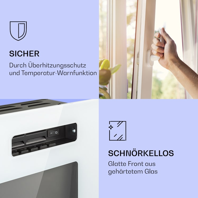 Galeras Elektrischer Wand- und Einbaukamin 1800 W LED 3 Farben Timer 102 x 47 x 13 cm | Weiß