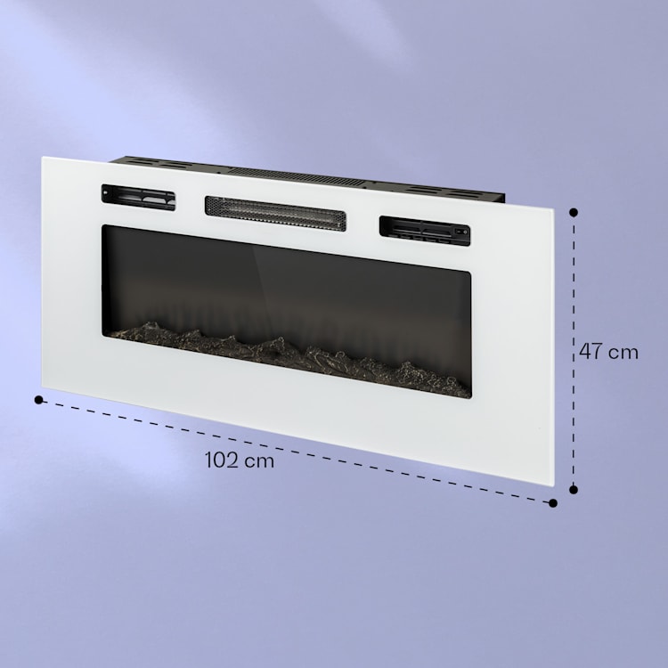 Galeras elektrische wand- en inbouwhaard 1800 W led 3 kleuren timer 102 x 47 x 13 cm | Wit