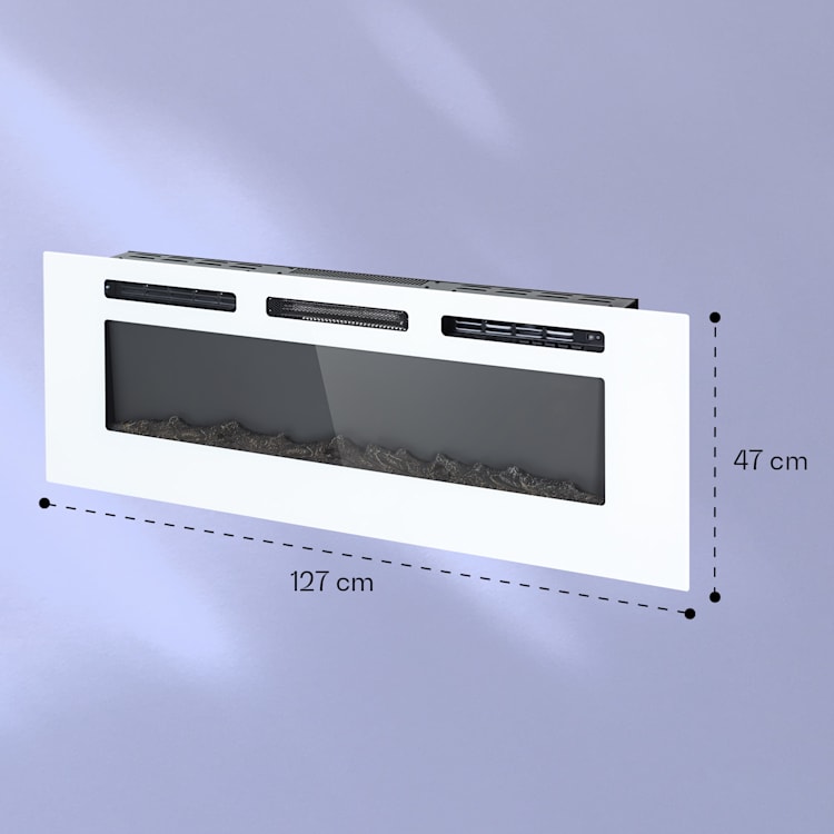 Galeras elektrische wand- en inbouwhaard 1800 W led 3 kleuren timer 127 x 47 x 13 cm | Wit