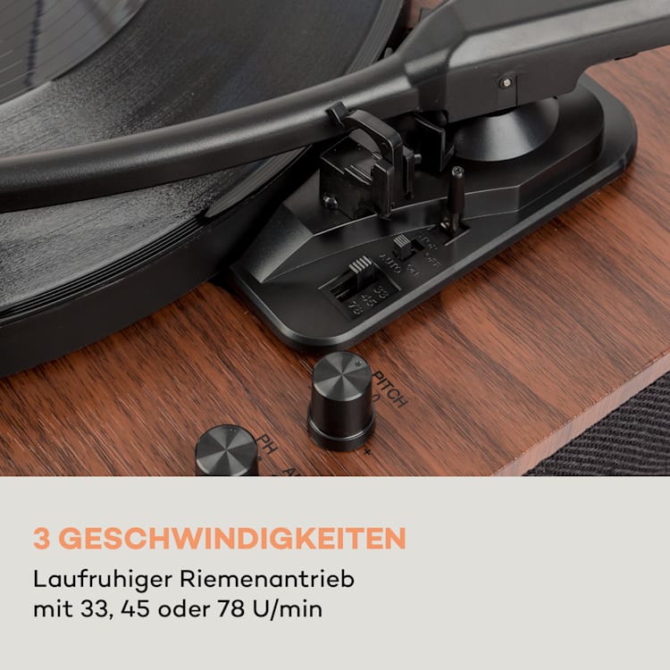 TT-Classic Plus Plattenspieler Staubschutz Bluetooth Record-Funktion 33/45/78 U/min Braun