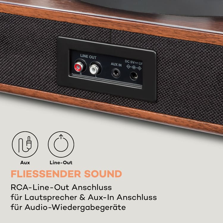TT-Classic Plus Plattenspieler Staubschutz Bluetooth Record-Funktion 33/45/78 U/min Braun