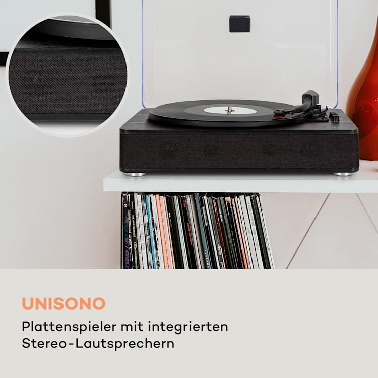 TT-Classic Plus Plattenspieler Staubschutz Bluetooth Record-Funktion 33/45/78 U/min Schwarz