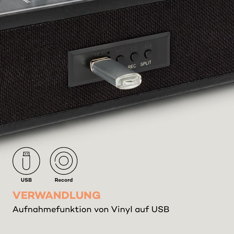 TT-Classic Plus Plattenspieler Staubschutz Bluetooth Record-Funktion 33/45/78 U/min Schwarz
