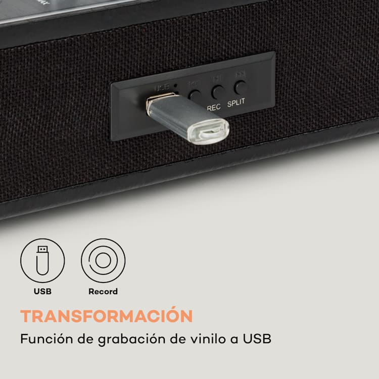 TT-Classic Plus Tocadiscos Protección contra polvo Bluetooth Función de grabación 33/45/78 rpm Negro