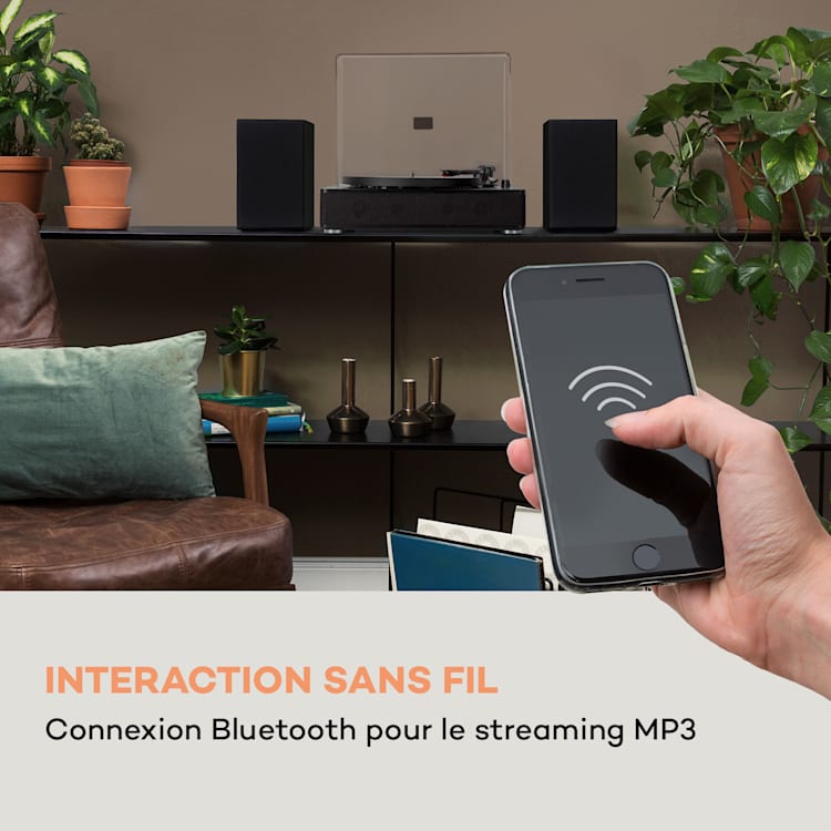 Platine vinyle TT-Classic Plus Protection contre la poussière Fonction d'enregistrement Bluetooth 33/45/78 tr/min Noir