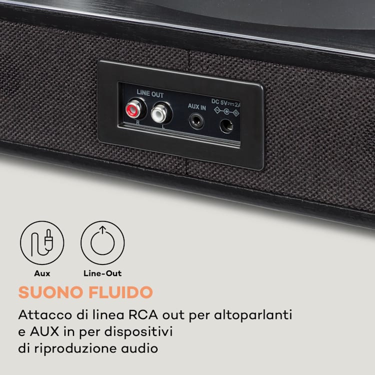 Giradischi TT-Classic Plus Copertura antipolvere Bluetooth Funzione di registrazione 33/45/78 giri/min Legno nero