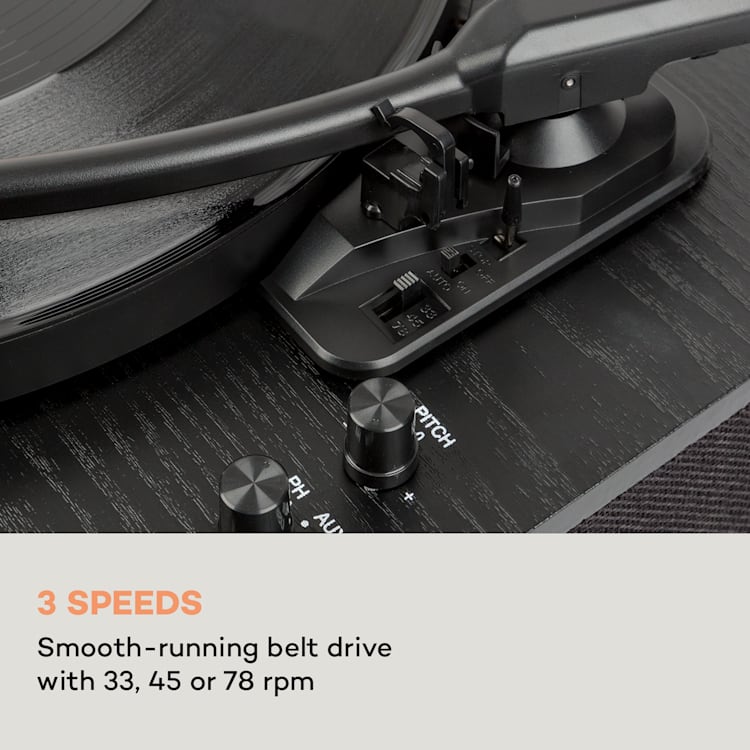 TT-Classic Plus, Lemezjátszó, Porvédő fedél, Bluetooth, 33/45/78 fordulat/perc Fekete