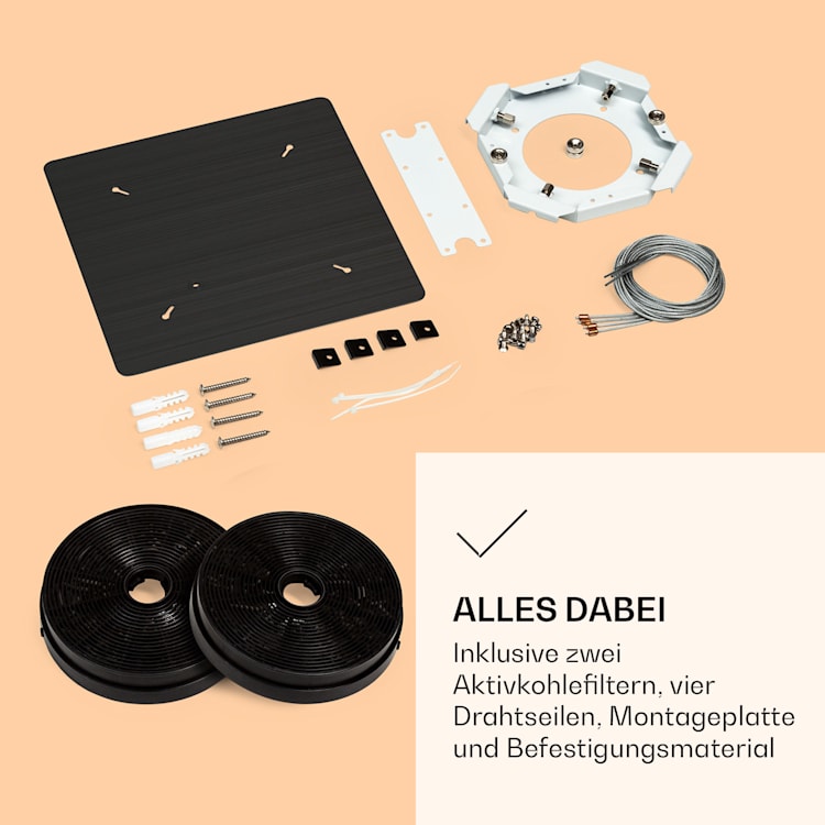 Futurelight Smart Inselabzugshaube Umluft 420m³/h LED Edelstahl Schwarz
