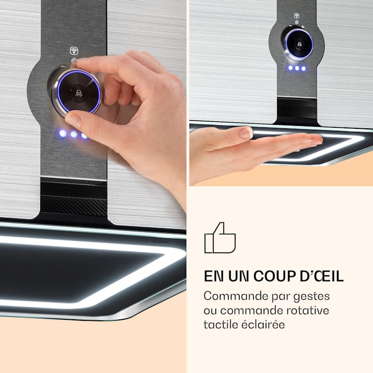 Futurelight Smart hotte d'îlot à recyclage d'air 420 m³/h LED acier inoxydable Argent
