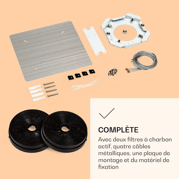 Futurelight Smart hotte d'îlot à recyclage d'air 420 m³/h LED acier inoxydable Argent