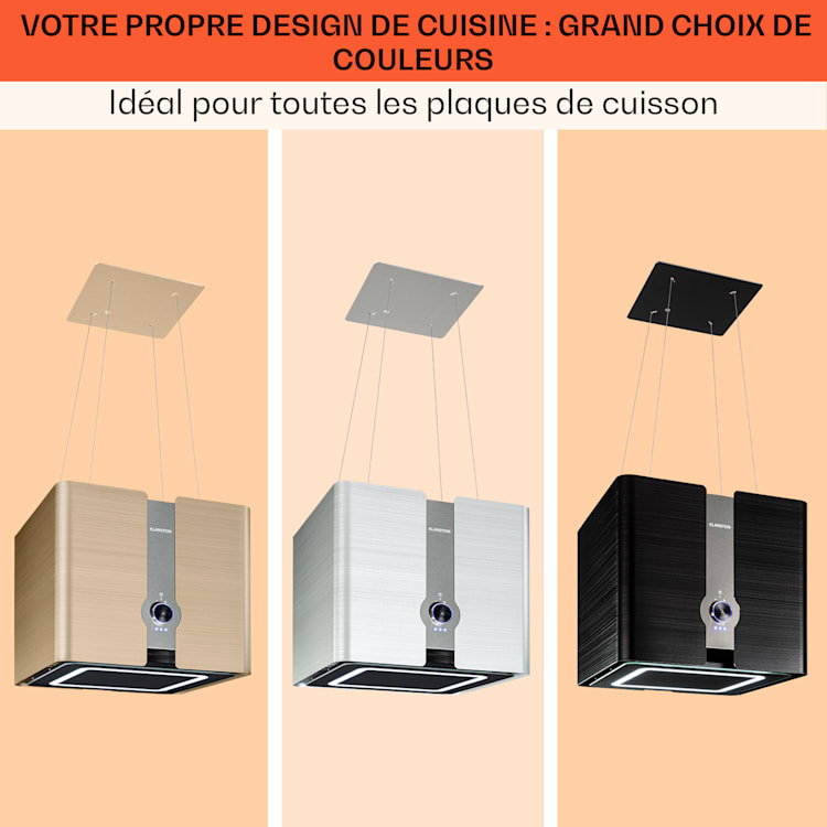 Futurelight Smart hotte d'îlot à recyclage d'air 420 m³/h LED acier inoxydable Argent