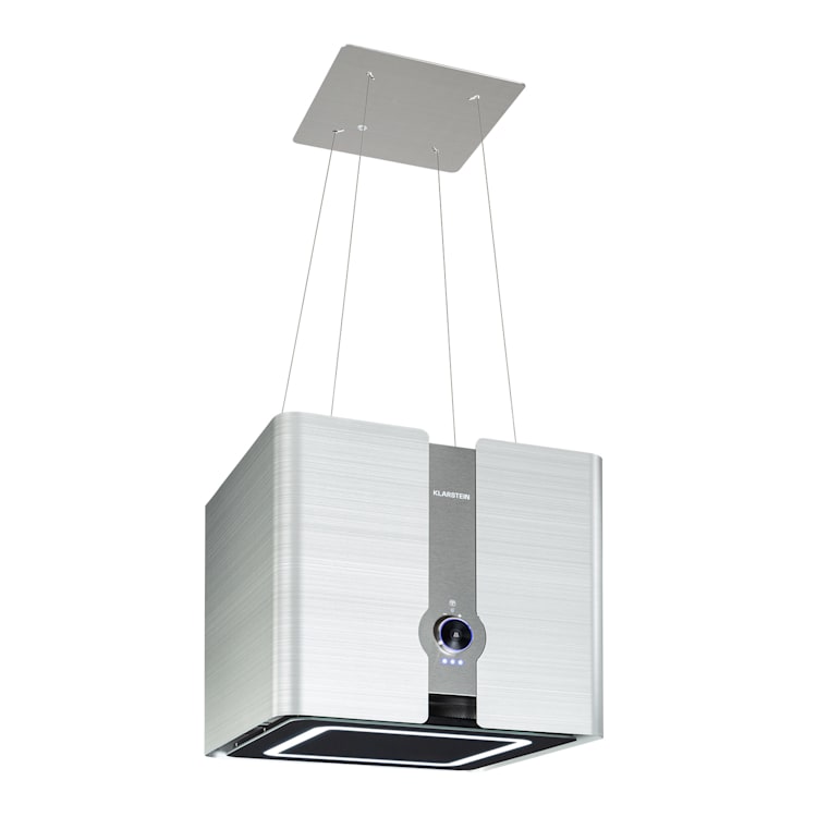 Futurelight Smart Inselabzugshaube Umluft 420m³/h LED Edelstahl Silber
