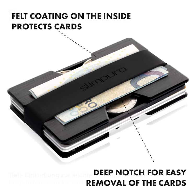 NANO Slim Wallet Wallet extra-flat 12 cards Coin pocket Aluminium Black