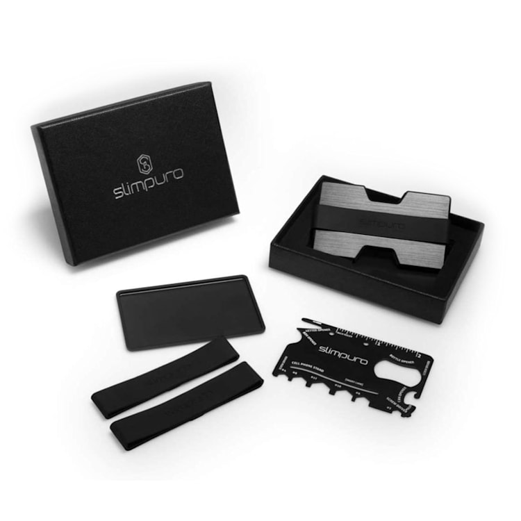 NANO Slim Wallet Wallet extra-flat 12 cards Coin pocket Aluminium Black
