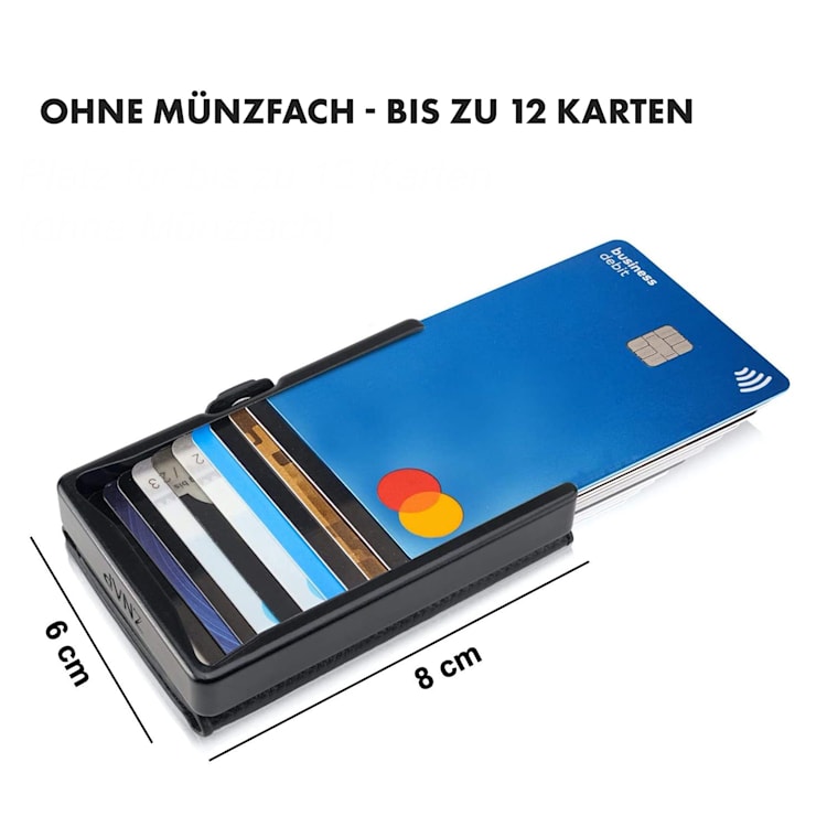 ZNAP Slim Wallet 12 Karten Münzfach 8 x 1,8 x 6 cm (BxHxT) RFID-Schutz Vintage | Braun