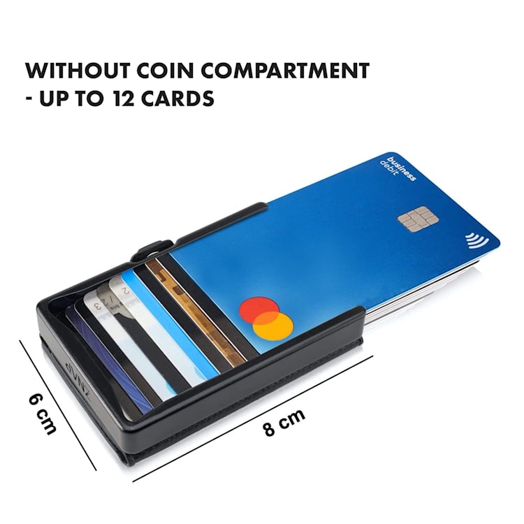 ZNAP Slim Wallet 12 kort myntfack 8 x 1,8 x 6 cm (BxHxD) RFID-skydd Korkstruktur | Mörkblå