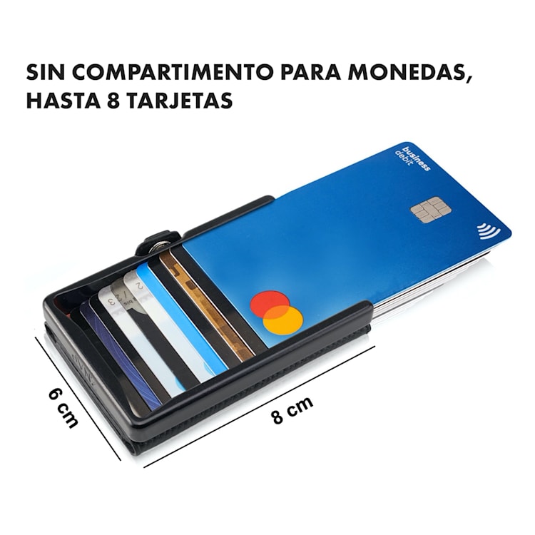 ZNAP Slim Wallet 8 billetera delgada 8 tarjetas y compartimento para monedas 8 x 1,5 x 6 cm (ancho x grueso x largo)
Protección RFID grano | Marrón Oscuro