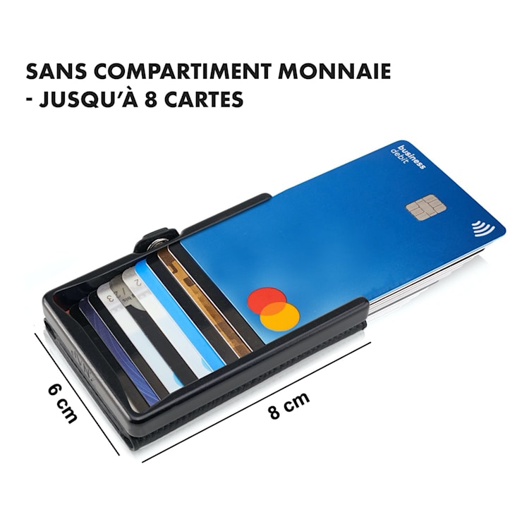 ZNAP Slim Wallet 8 Cartes pochette à monnaie 8 x 1,5 x 6 cm (LxHxP) Protection RFID à grain | Marron Foncé