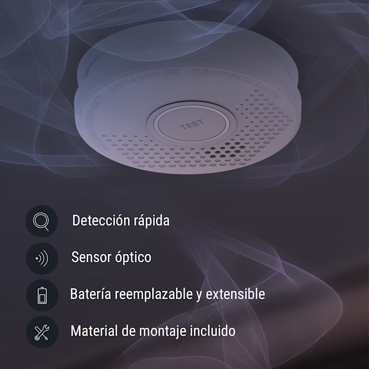 Detector de humo DOF29 Plástico Señal de aviso: 85 dB Funcionamiento con pila de 9V Set de 20 unidades