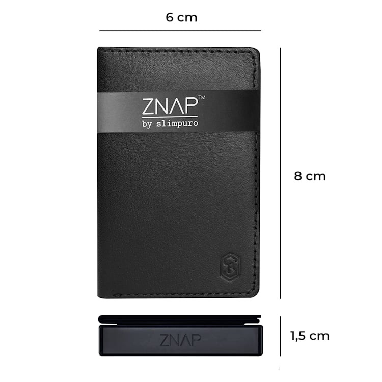 ZNAP Slim Wallet 8 Karten Münzfach 8 x 1,5 x 6 cm (BxHxT) RFID-Schutz Standard | Schwarz
