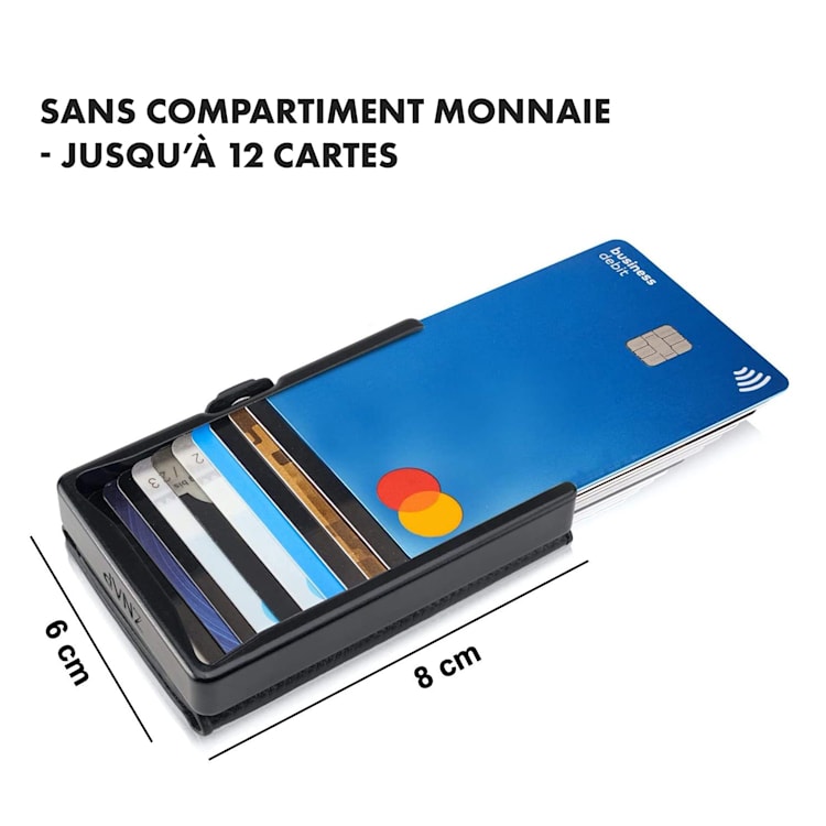 ZNAP Slim Wallet 12 Cartes pochette à monnaie 8 x 1,8 x 6 cm (LxHxP) Protection RFID Structure de liège | Noir