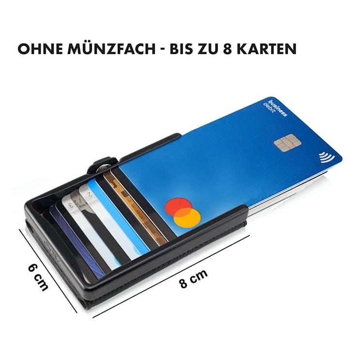ZNAP Slim Wallet 8 Karten Münzfach 8 x 1,5 x 6 cm (BxHxT) RFID-Schutz Kork-Struktur | Schwarz