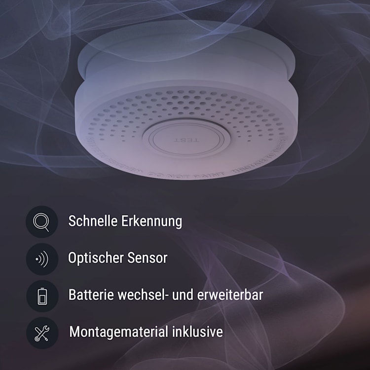 Rauchmelder DOF39 Kunststoff Warnsignal: 85 dB 9V batteriebetrieben 12er-Set