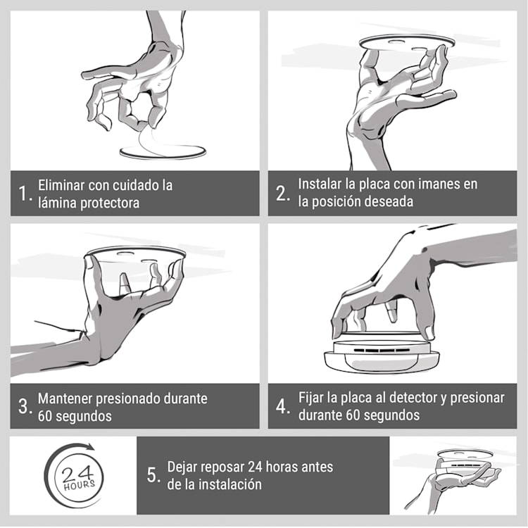 Magnetic Mount Soporte magnético para detectores de humo a partir de 7 cm Ø Autoadhesivo Set de 20 unidades