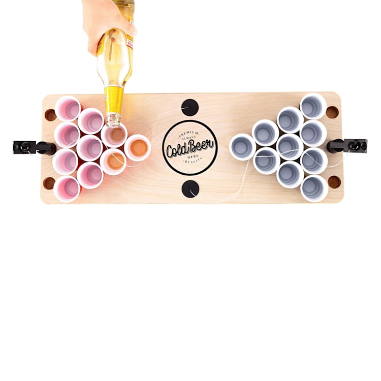 Ace kleine bierpongtafel 25 zwarte & rode shotbekertjes 3 ballenwerpers 3 ballen