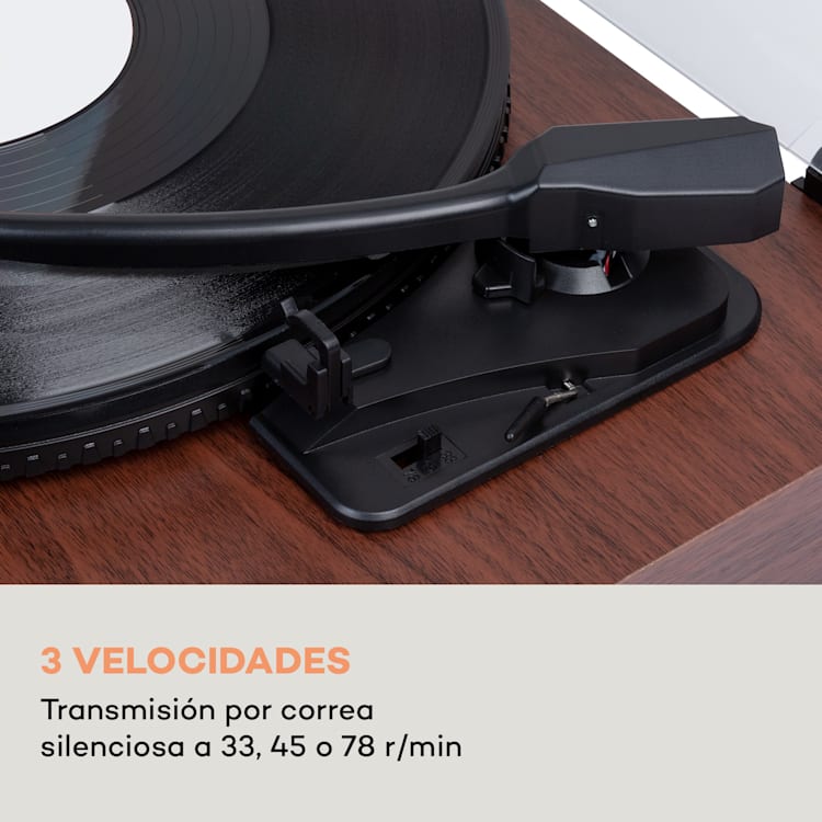 Tocadiscos TT-Classic Light, cubierta antipolvo Bluetooth 33/45/78 rpm nuez