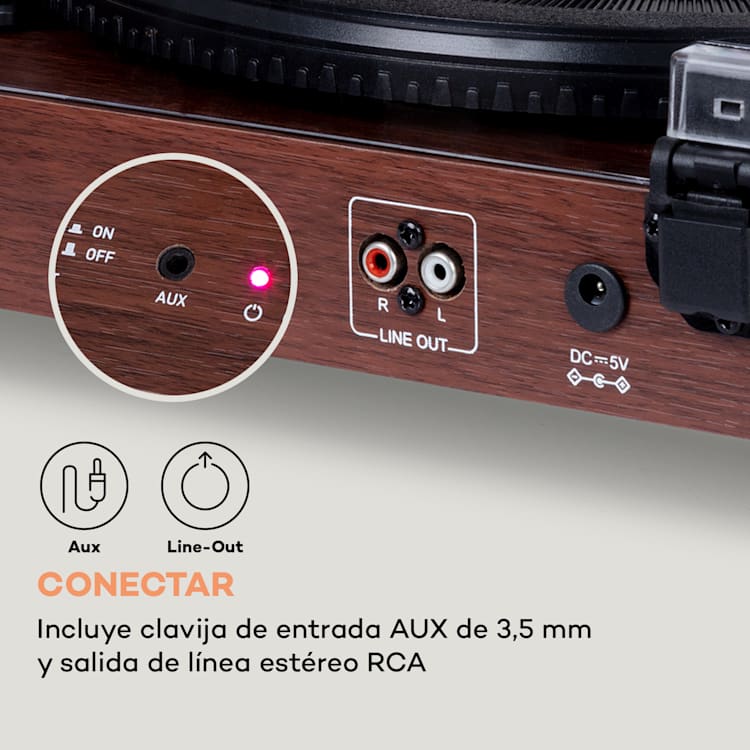 Tocadiscos TT-Classic Light, cubierta antipolvo Bluetooth 33/45/78 rpm nuez