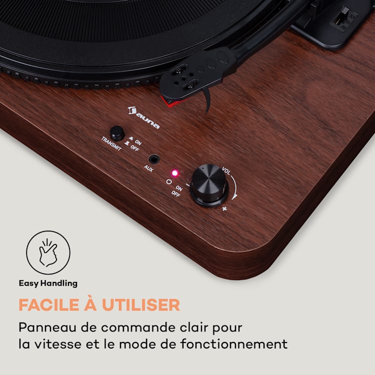 TT-Classic Light Platine vinyle Protection anti-poussière Bluetooth 33/45/78 tr/min noyer