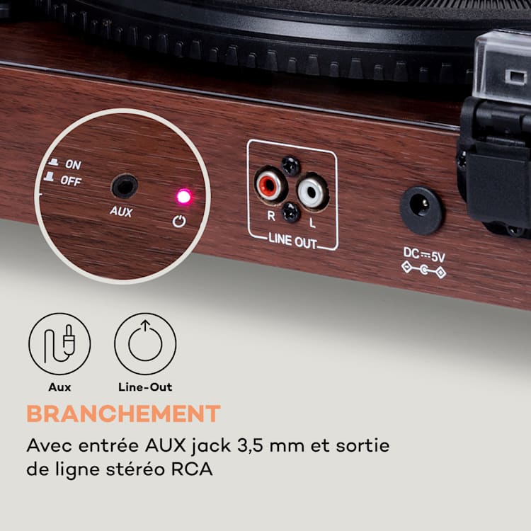 TT-Classic Light Platine vinyle Protection anti-poussière Bluetooth 33/45/78 tr/min noyer