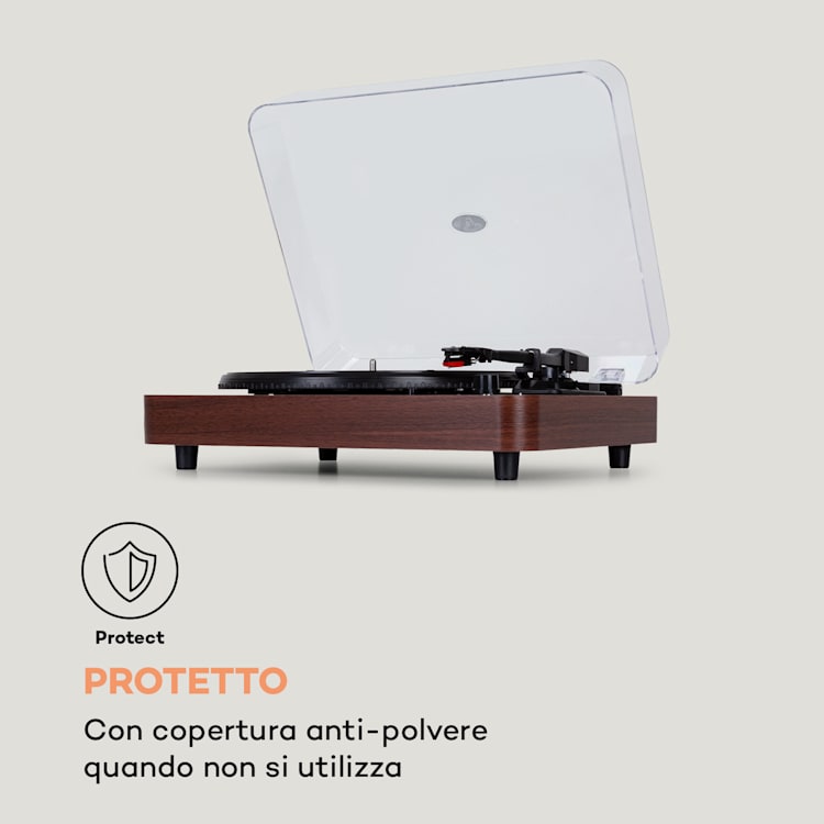 Giradischi TT-Classic Light Copertura antipolvere Bluetooth 33/45/78 giri/min noce