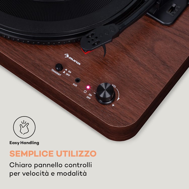 Giradischi TT-Classic Light Copertura antipolvere Bluetooth 33/45/78 giri/min noce