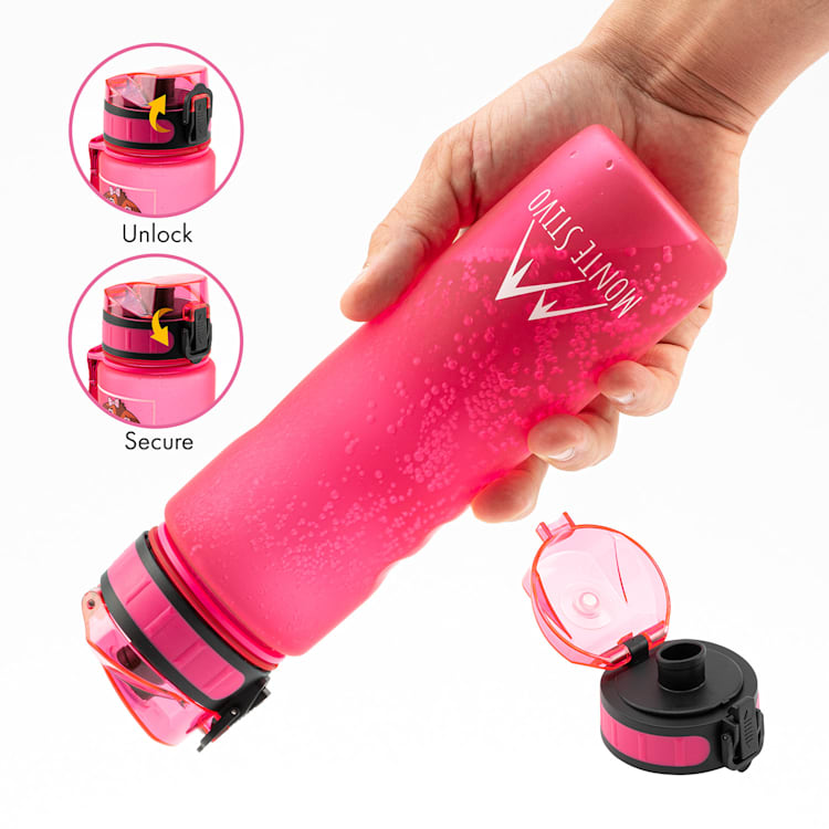 Lyseren kinderdrinkfles 600 ml met schaalverdeling lekvrij vruchtfilter Candy Pink