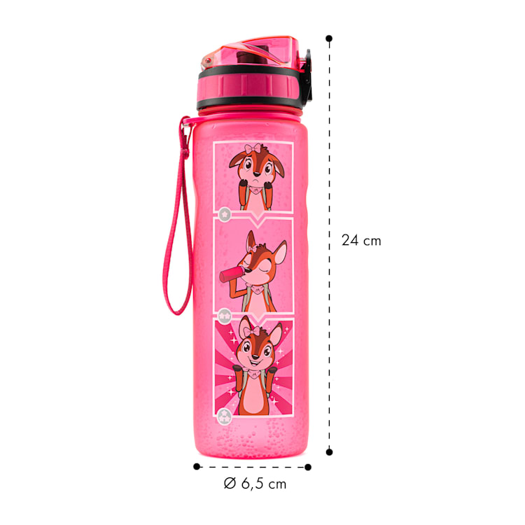 Lyseren kinderdrinkfles 600 ml met schaalverdeling lekvrij vruchtfilter Candy Pink