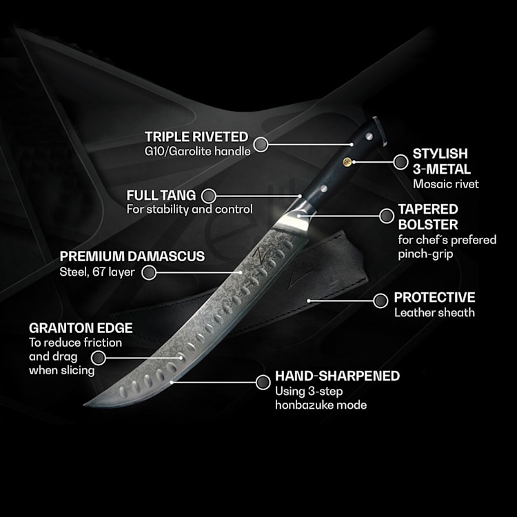 Alpha-Royal Japanese séria, 10" mäsiarsky nôž, damašková oceľ Butcher's knife