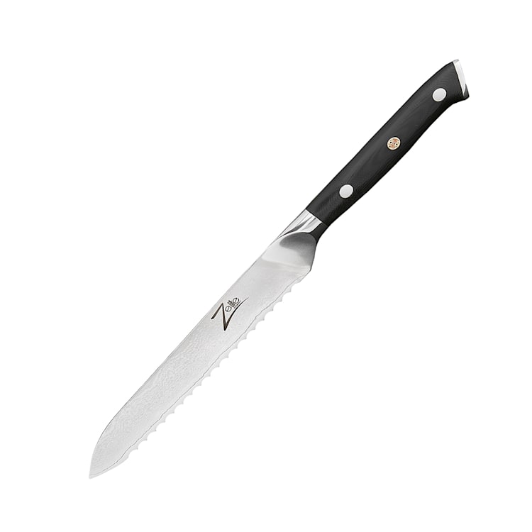 Alpha-Royal Japanese Serie - Coltello multiuso da 5,5", seghettato, acciaio damascato Serrated knife