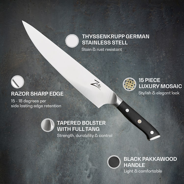 Alpha-Royal German 5", sada 4 nožov na steaky, 56 HCR, nehrdzavejúca oceľ Chef's knife