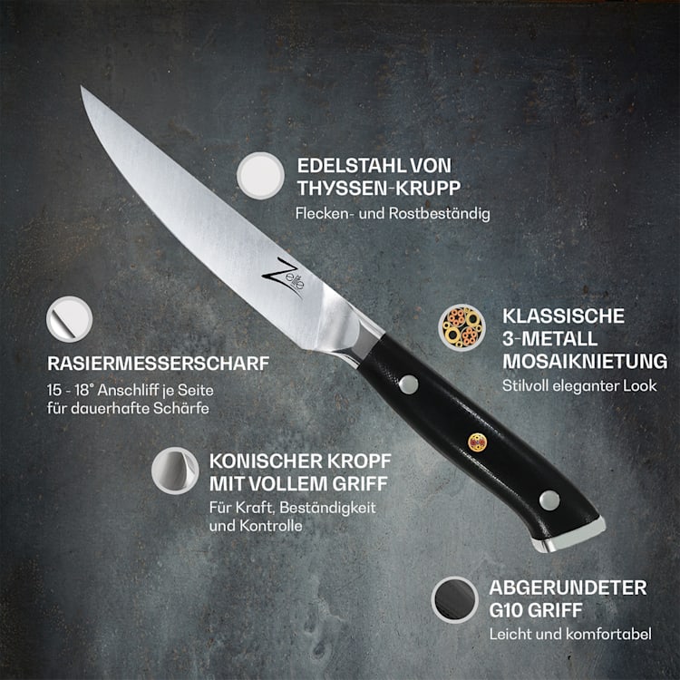 Alpha-Royal German 5" Steakmesser 4er-Set 56 HCR Edelstahl Steakmesser