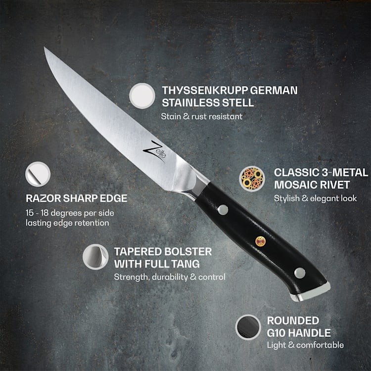 Set de 4 couteaux à steak Alpha-Royal German 5" acier inoxydable 56 HCR Steak knife