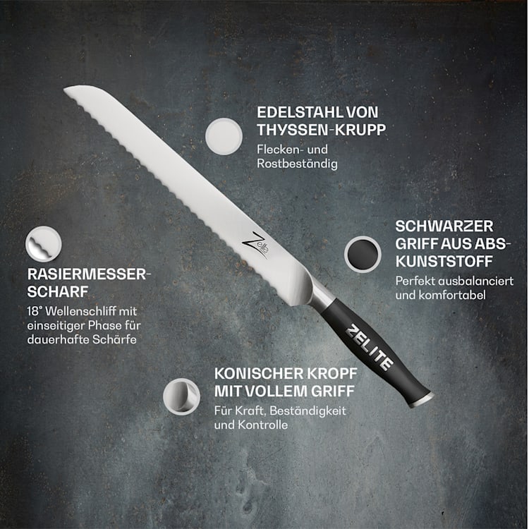 Comfort Pro Serie 10" Brotmesser 56 HRC Wellenschliff Brotmesser