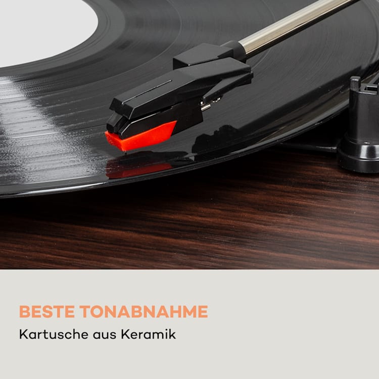 auna TT-Classic Chrono Plattenspieler Staubschutz Bluetooth inkl. Lautsprecher 33/45/78 U/min Holz