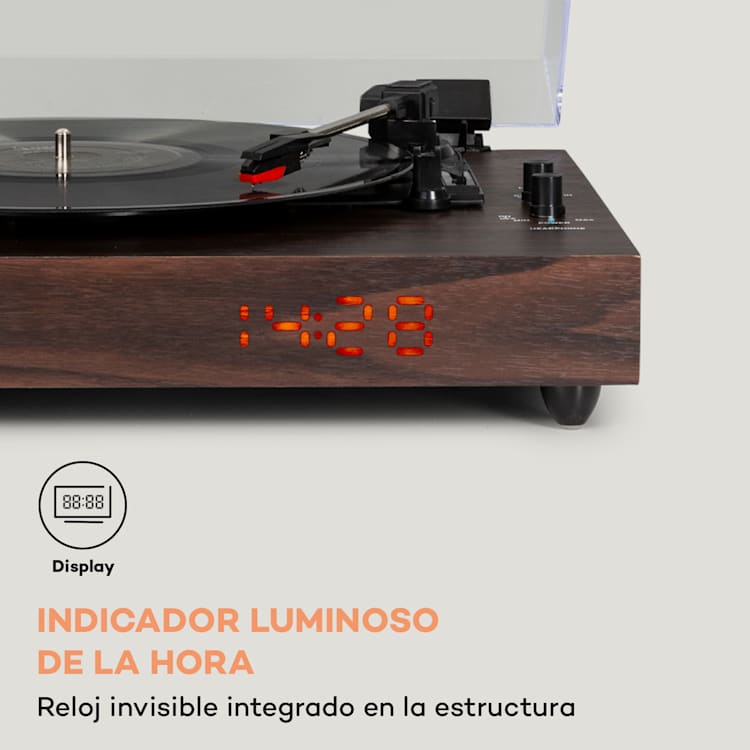Tocadiscos TT-Classic Chrono, cubierta antipolvo Bluetooth 33/45/78 rpm madera