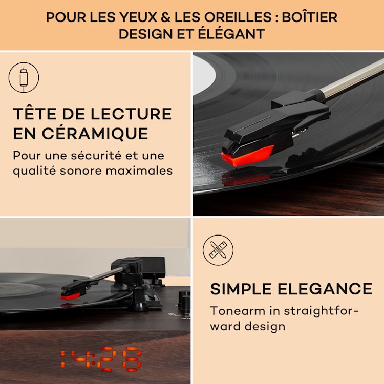 TT-Classic Light platenspeler stofkap Bluetooth incl. luidspreker 33/45/78 rpm hout