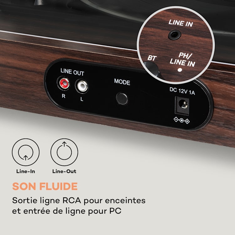 TT-Classic Light platenspeler stofkap Bluetooth incl. luidspreker 33/45/78 rpm hout