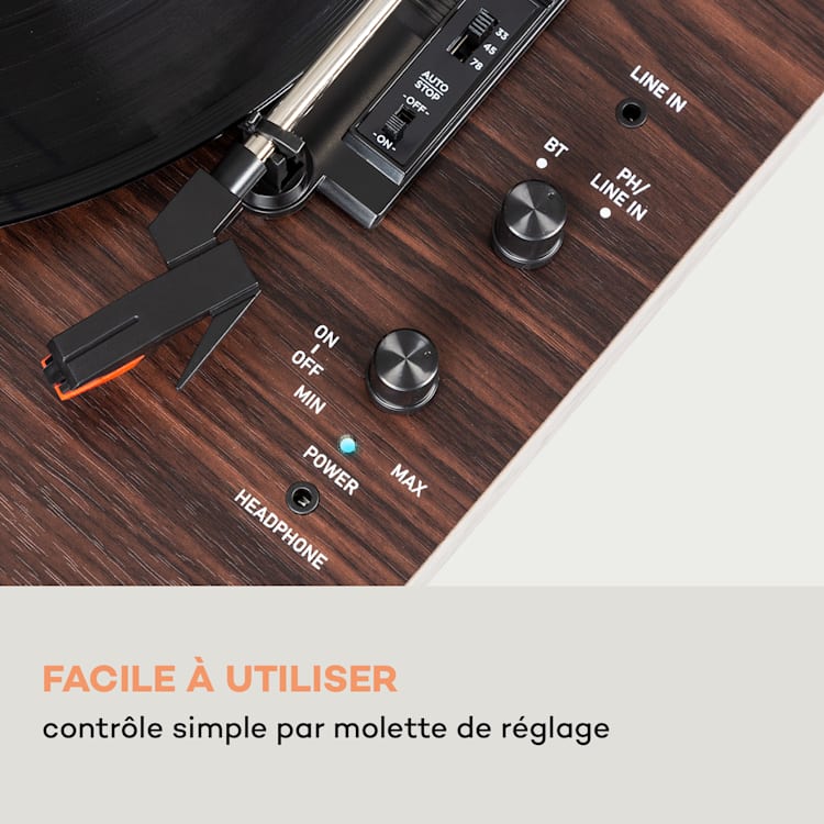 TT-Classic Light platenspeler stofkap Bluetooth incl. luidspreker 33/45/78 rpm hout
